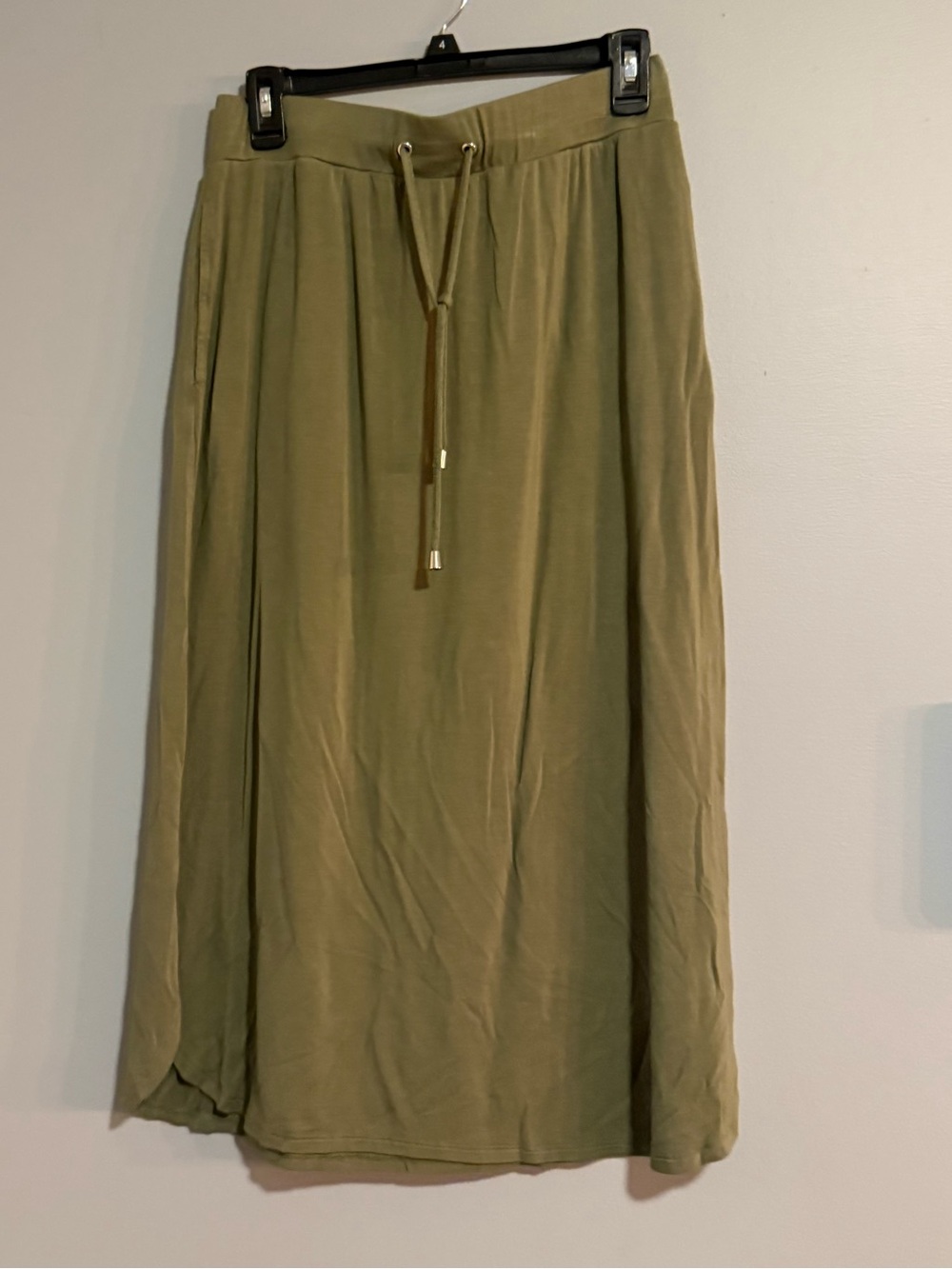 dip Olive Drawstring Midi Skirt